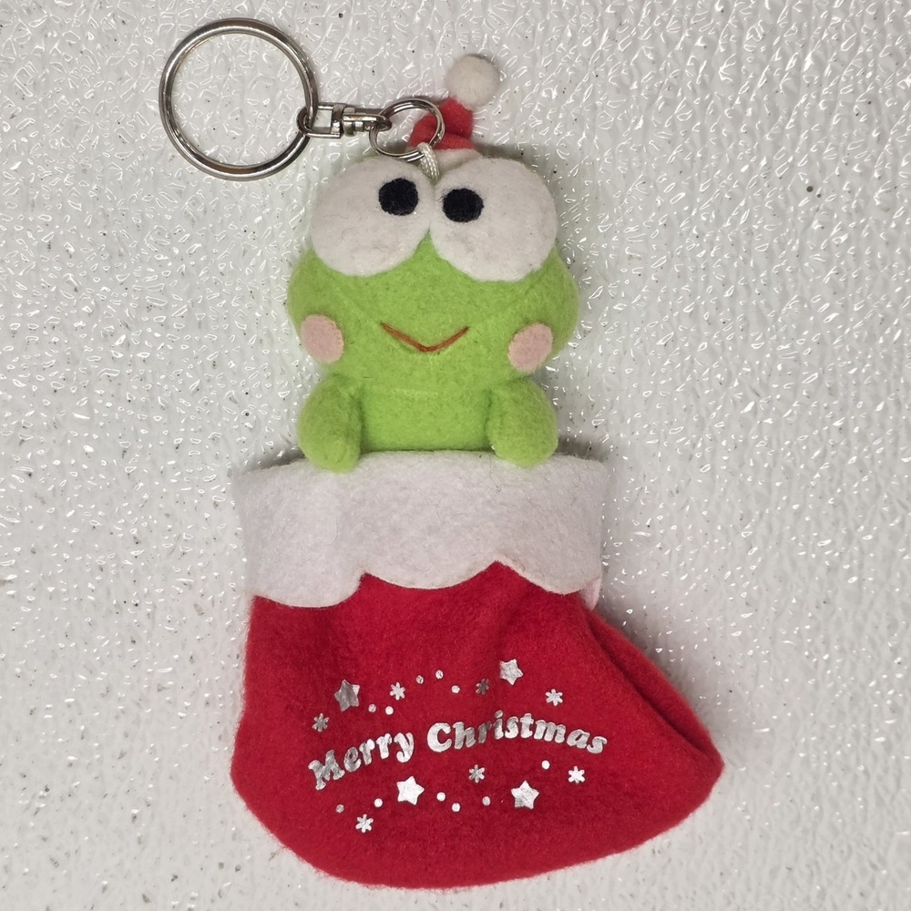 Sanrio Keroppi Christmas Stocking Change Purse Plush Keychain 2003
